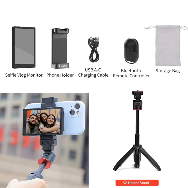 "Kingma Smartphone Monitor: Transform Your Rear Camera into a Selfie Vlog & Live Stream Tool for TikTok - Compatible with Android & iOS!"