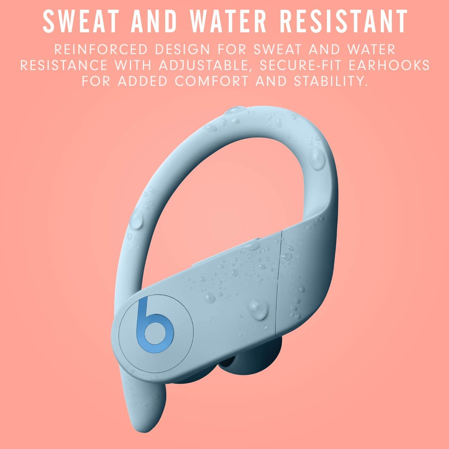 Power Pro Wireless Earbuds -  H1 Headphone Chip, Class 1 Bluetooth Headphones, 9 Hours of Listening Time, Sweat Resistant, Built-In Microphone - Glacier Blue