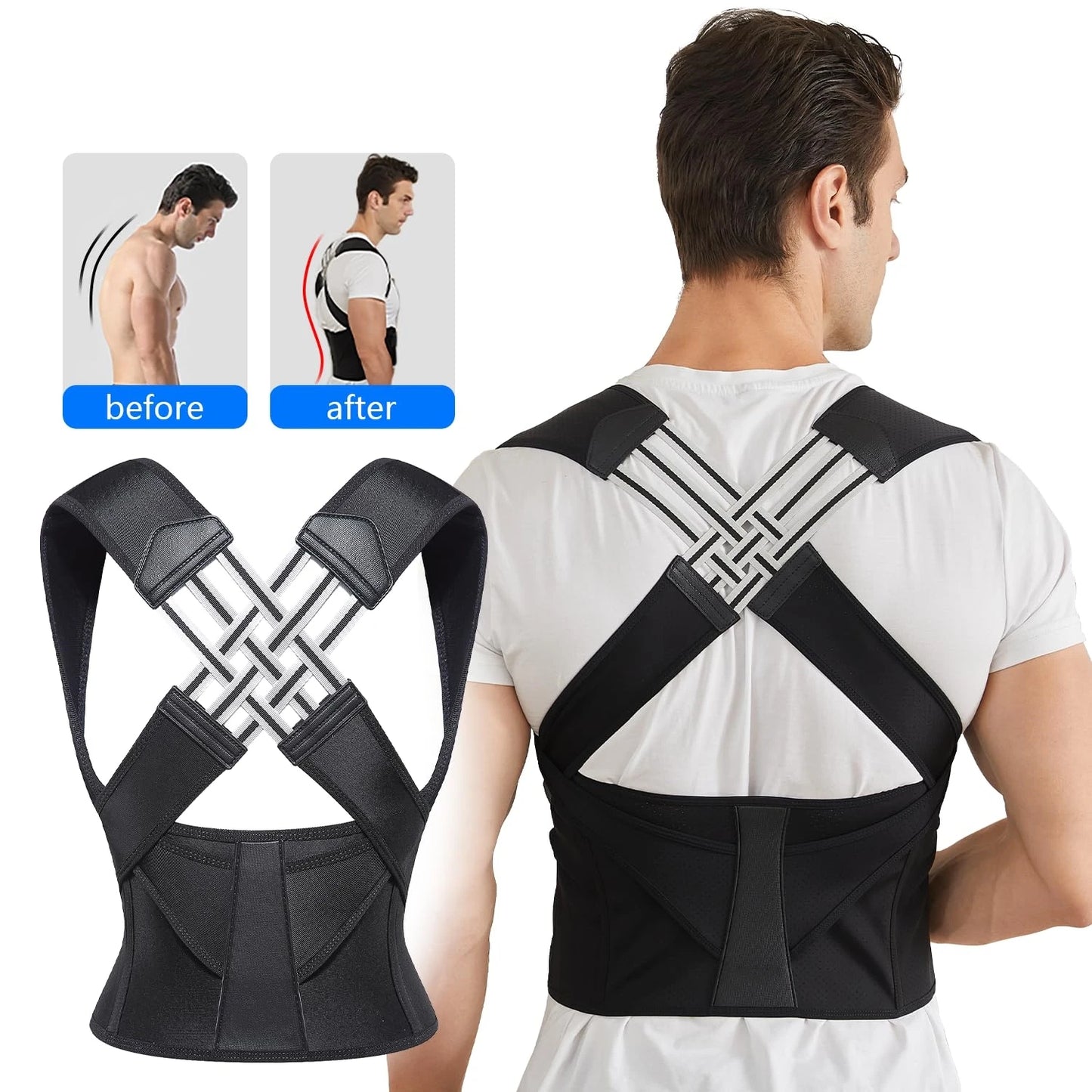 "Ultimate Back Brace Posture Corrector - Adjustable Support for Men & Women, Relieve Upper & Lower Pain!"