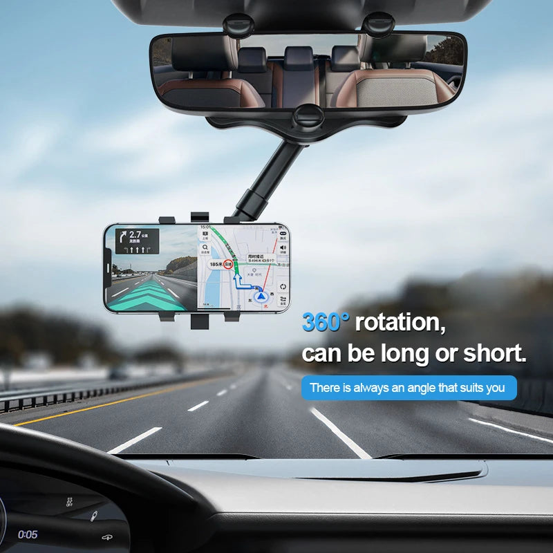 "Ultimate 360-Degree Rearview Mirror Phone Holder - Anti-Shake & Stable Mount for 3-7 Inch Smartphones!"