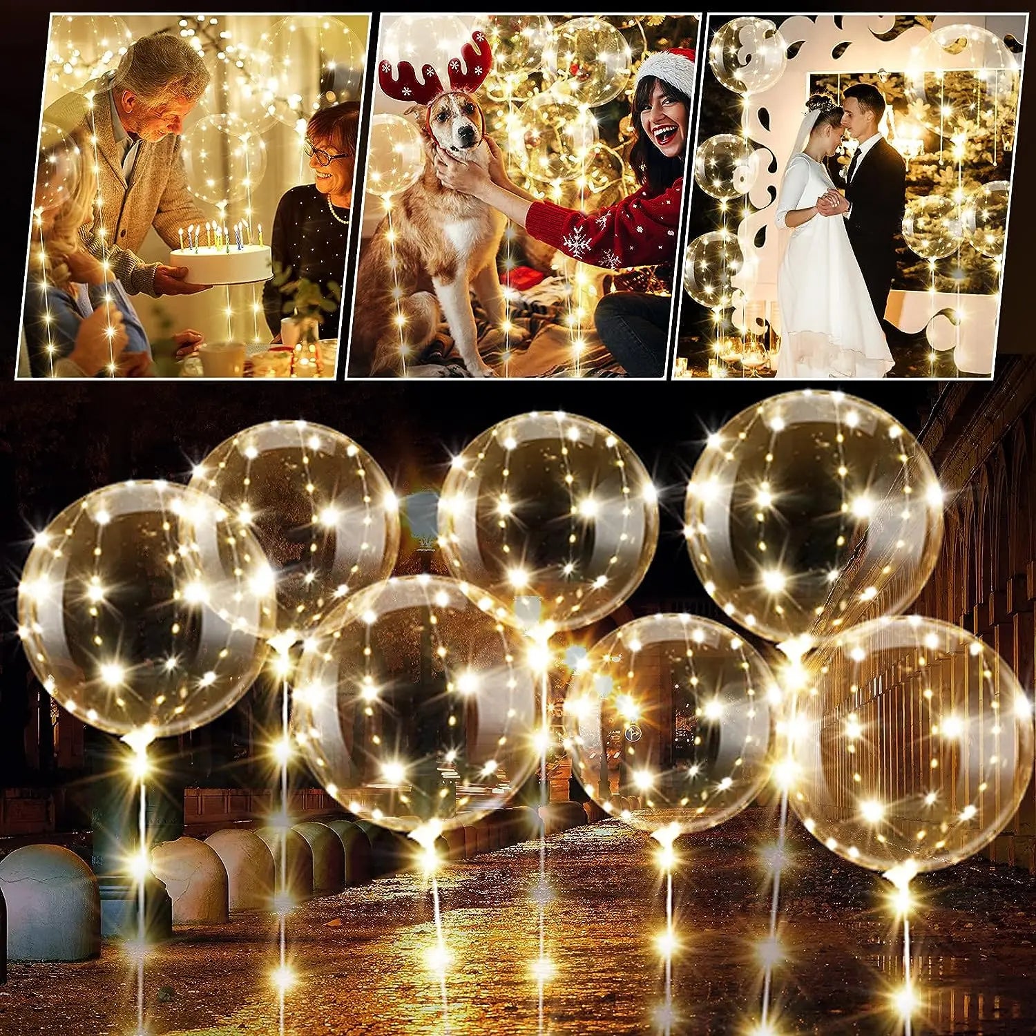 Celebration LED Light up Balloons Transparent Balloons (10 peices)