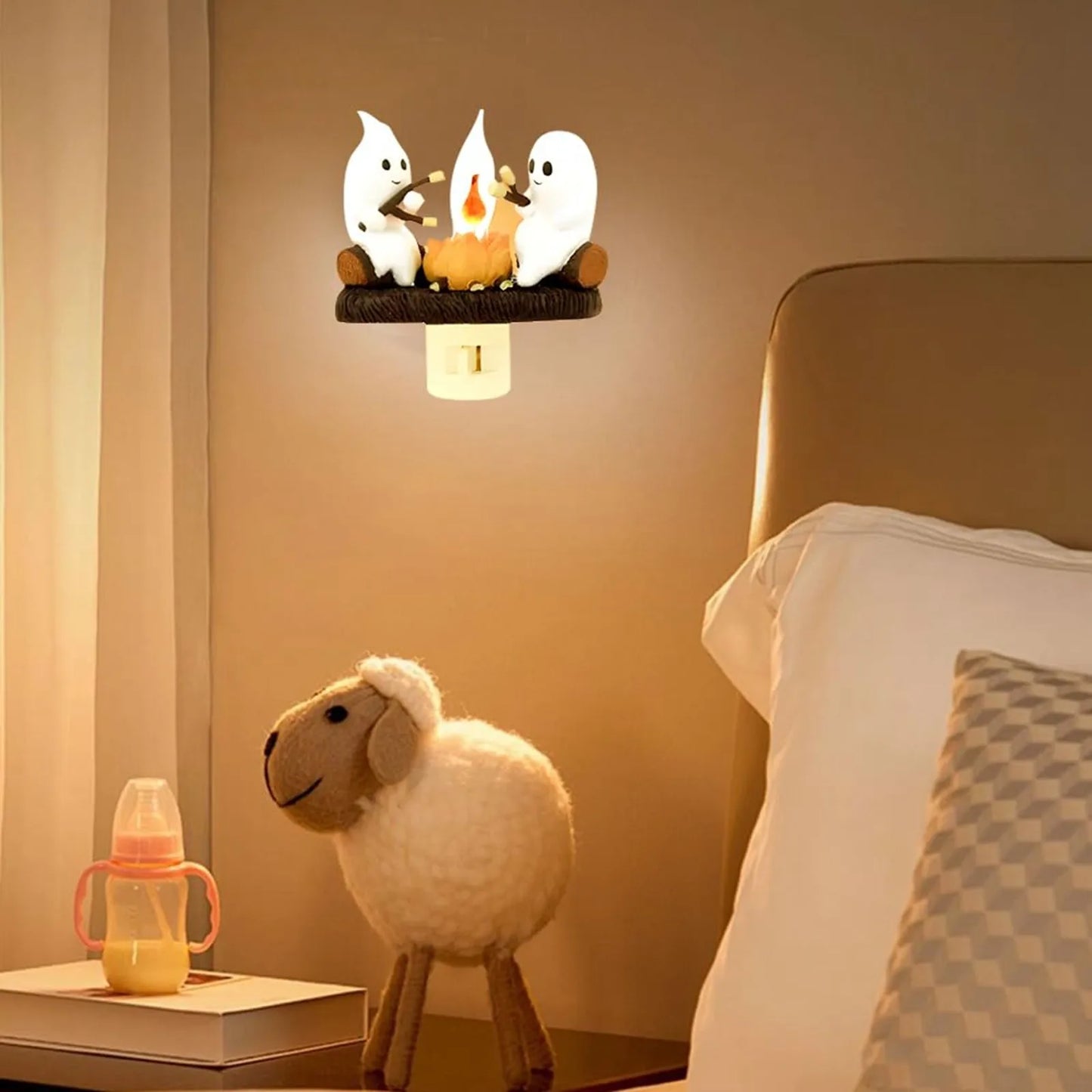 Enchanting Bonfire Flickering Night Light - 3D LED Electric Simulation for a Cozy Halloween Glow!