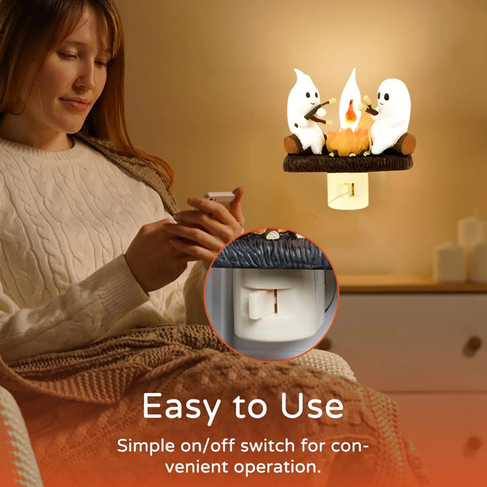 Enchanting Bonfire Flickering Night Light - 3D LED Electric Simulation for a Cozy Halloween Glow!