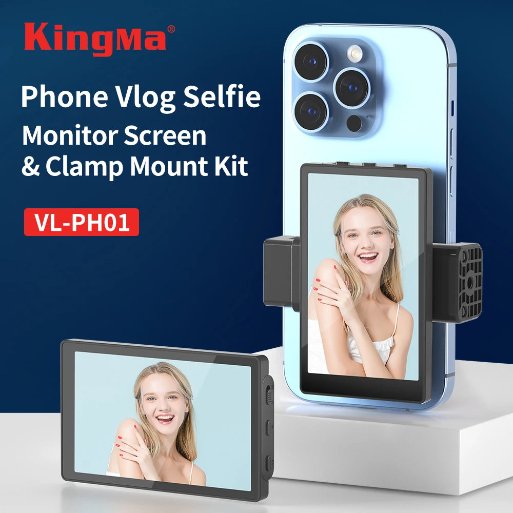 "Kingma Smartphone Monitor: Transform Your Rear Camera into a Selfie Vlog & Live Stream Tool for TikTok - Compatible with Android & iOS!"